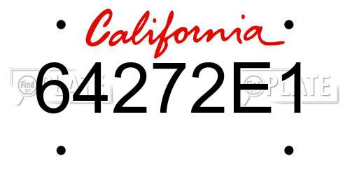 64272E1 California License Plate
