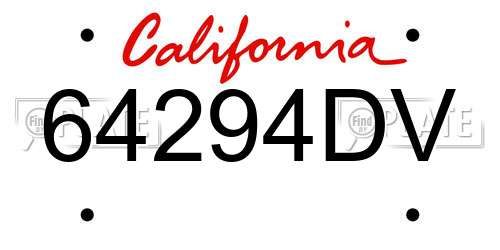 64294DV California License Plate