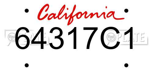 64317C1 California License Plate