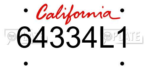 64334L1 California License Plate