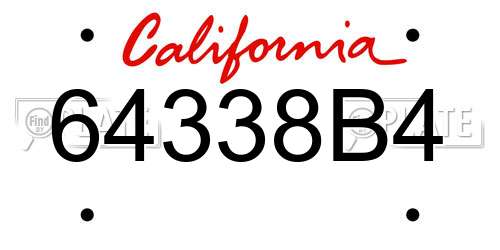 64338B4 California License Plate