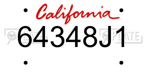 64348J1 California License Plate