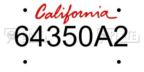64350A2 California License Plate