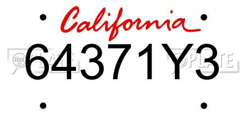 64371Y3 California License Plate