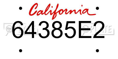 64385E2 California License Plate