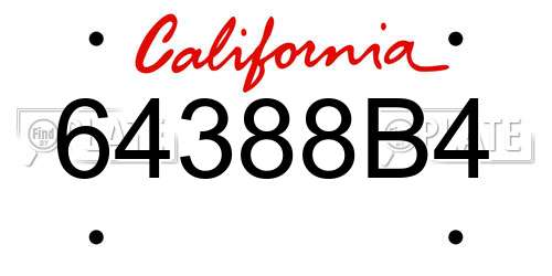 64388B4 California License Plate