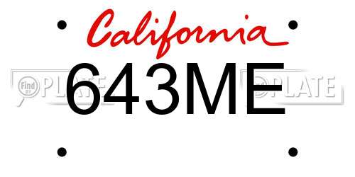 643ME California License Plate