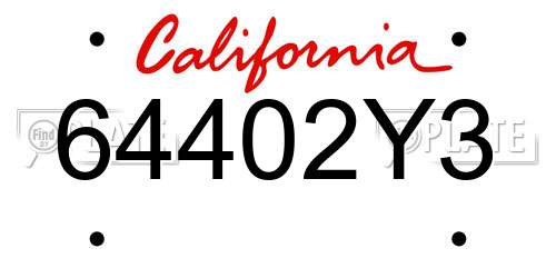 64402Y3 California License Plate