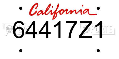 64417Z1 California License Plate