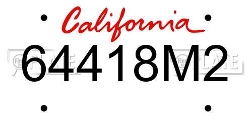 64418M2 California License Plate