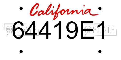 64419E1 California License Plate