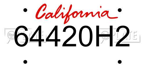 64420H2 California License Plate