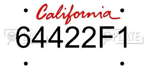 64422F1 California License Plate