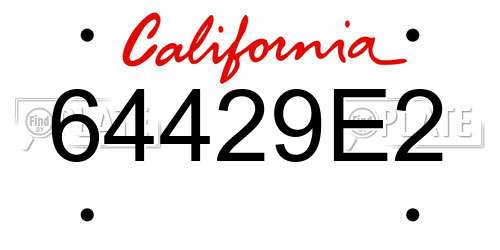 64429E2 California License Plate