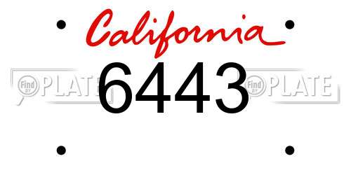 6443 California License Plate