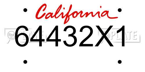 64432X1 California License Plate