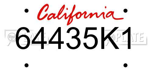 64435K1 California License Plate