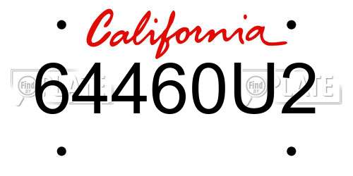 64460U2 California License Plate