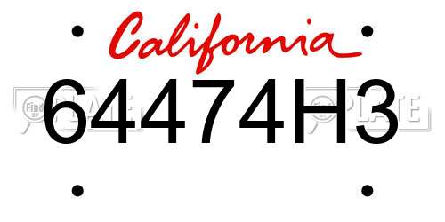 64474H3 California License Plate