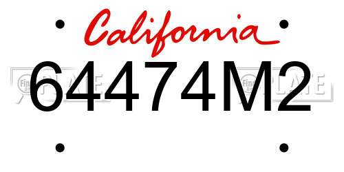 64474M2 California License Plate