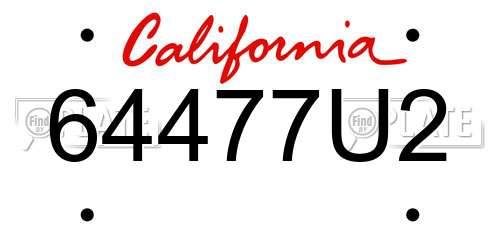 64477U2 California License Plate