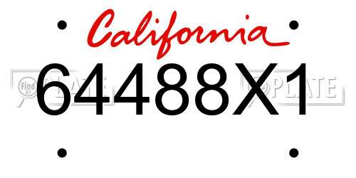 64488X1 California License Plate