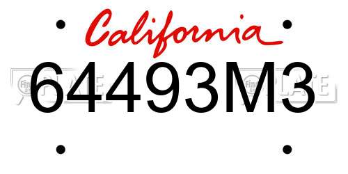 64493M3 California License Plate
