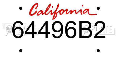 64496B2 California License Plate