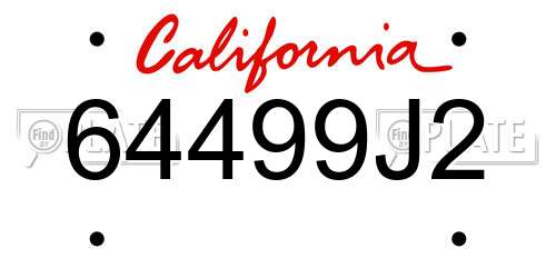 64499J2 California License Plate