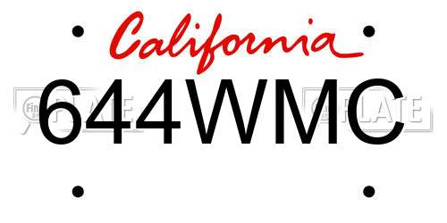 644WMC California License Plate