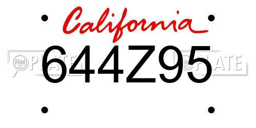 644Z95 California License Plate