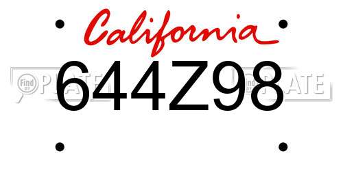 644Z98 California License Plate