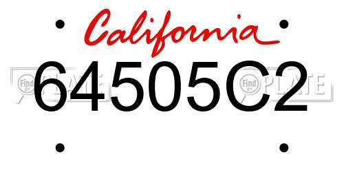 64505C2 California License Plate