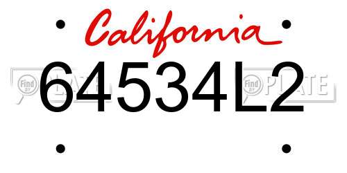 64534L2 California License Plate