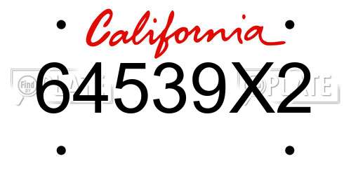 64539X2 California License Plate