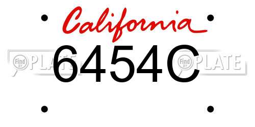 6454C California License Plate