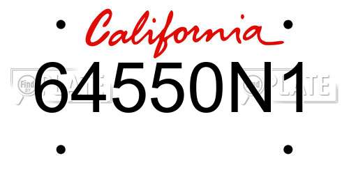 64550N1 California License Plate