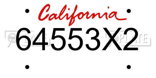 64553X2 California License Plate