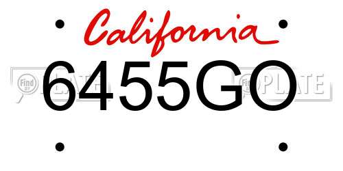 6455GO California License Plate