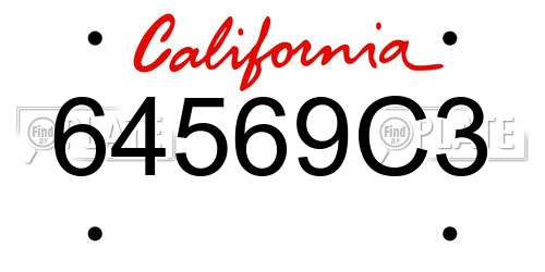 64569C3 California License Plate