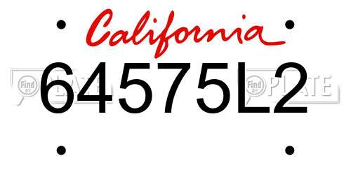 64575L2 California License Plate