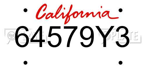 64579Y3 California License Plate