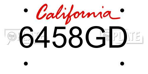 6458GD California License Plate