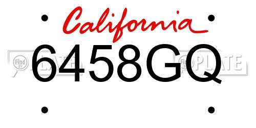 6458GQ California License Plate