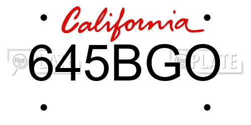 645BGO California License Plate