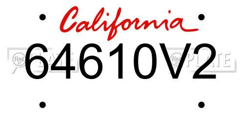 64610V2 California License Plate