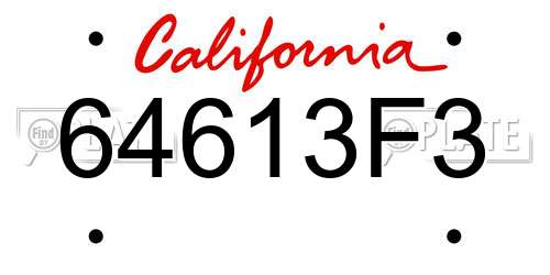 64613F3 California License Plate