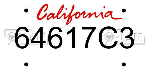 64617C3 California License Plate