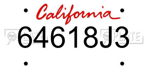 64618J3 California License Plate