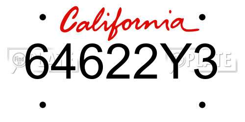 64622Y3 California License Plate